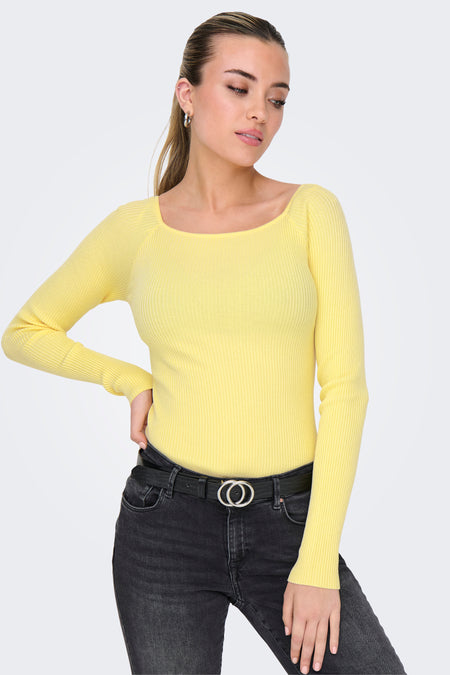 ONLANJELICA LS CROP DEEP BOATNECK KNT