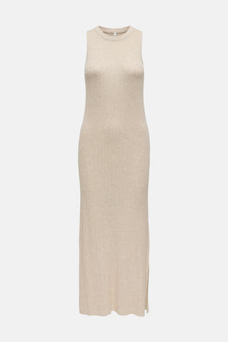 Robe sans manches en écru d'ONLY, avec une texture côtelée et une fente à l'ourlet.