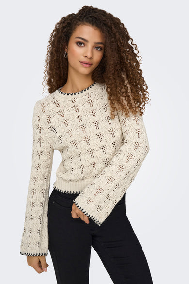 ONLCRYSTAL LIFE LS DETAIL O-NECK KNT