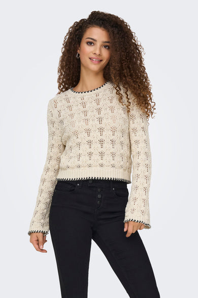 ONLCRYSTAL LIFE LS DETAIL O-NECK KNT