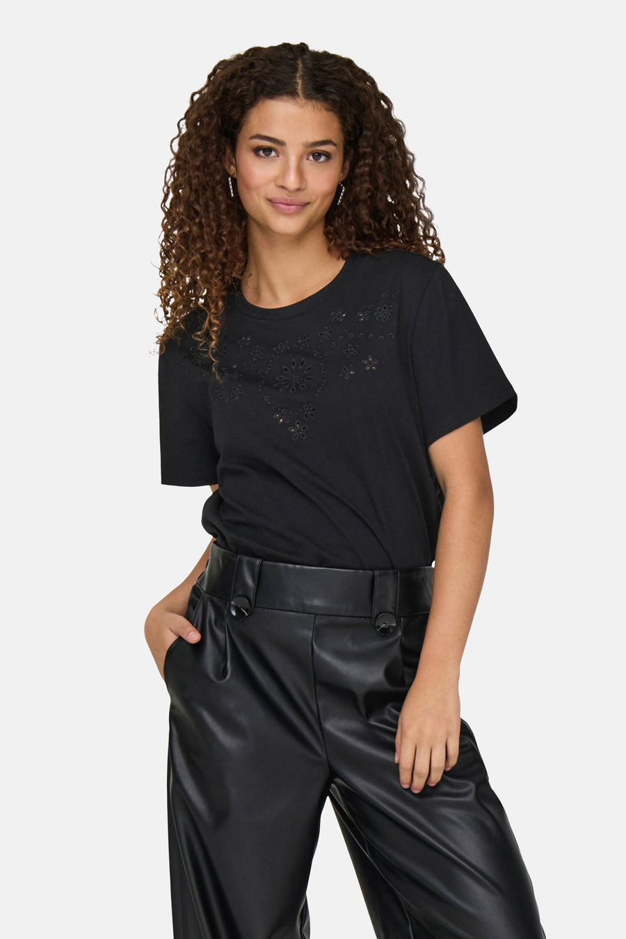 JDYCIF S/S BRODERIE ANGLAISE TOP JRS - JDY