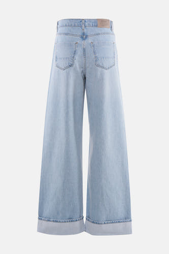 Lichtblauwe wide jeans van ONLY, met brede pijpen en omgeslagen zomen.