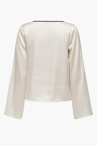 Blouse blanche à longues manches de JDY, avec un col noir.