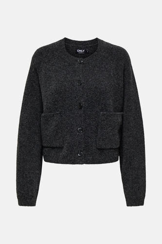 Cardigan gris d'ONLY, avec une douce texture et des manches longues.