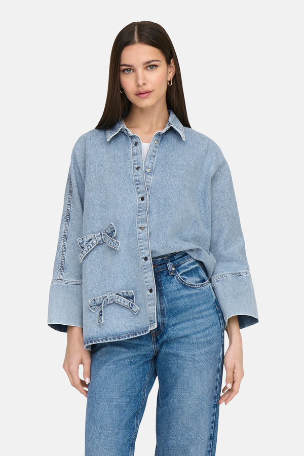 ONLGRACE 3/4 BOW SHIRT LB DNM CRO