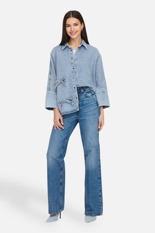 ONLGRACE 3/4 BOW SHIRT LB DNM CRO