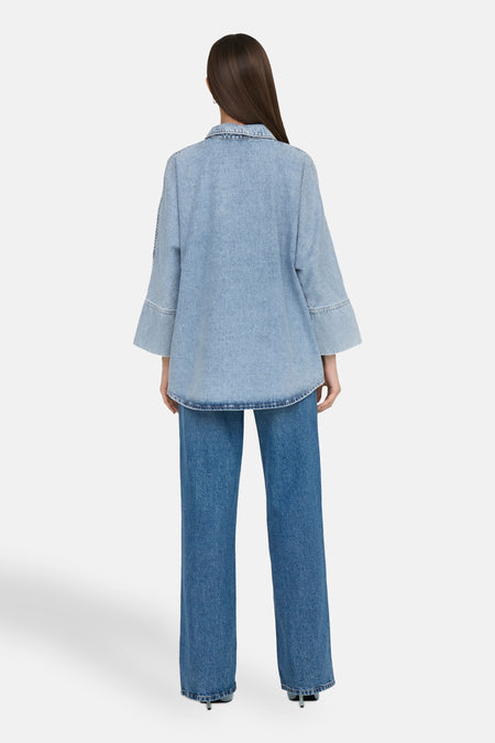 ONLGRACE 3/4 BOW SHIRT LB DNM CRO