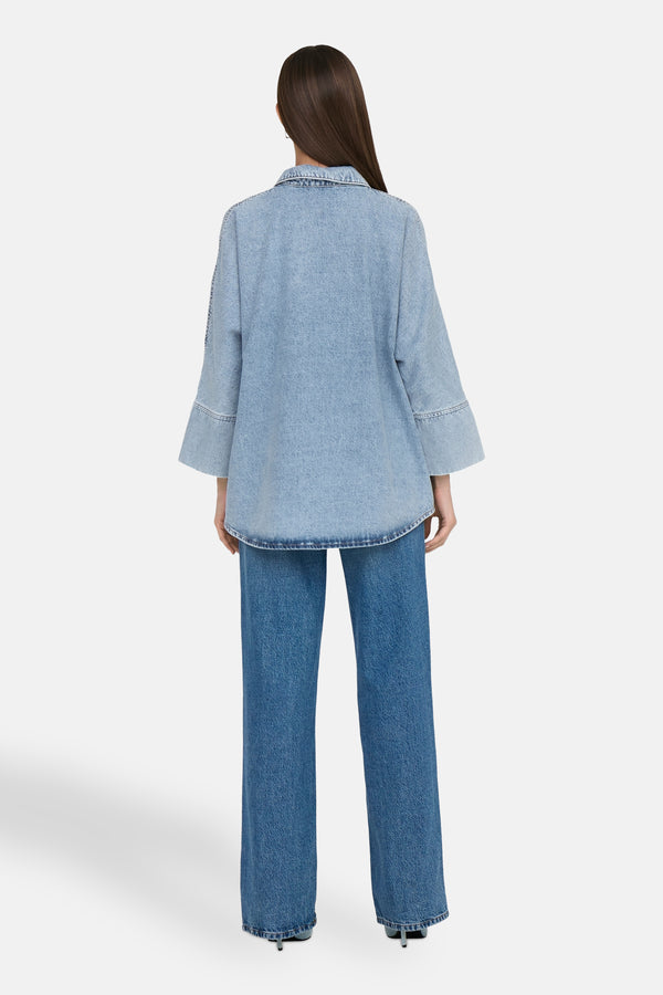ONLGRACE 3/4 BOW SHIRT LB DNM CRO
