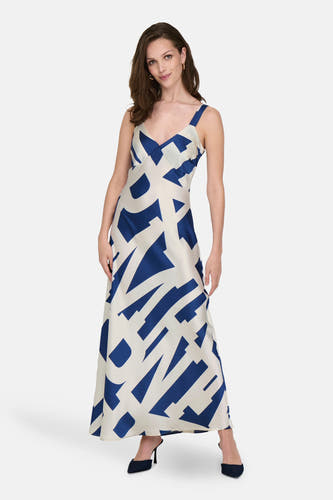 Jupe sans manches bleue d'ONLY, avec un motif graphique blanc et bleu.