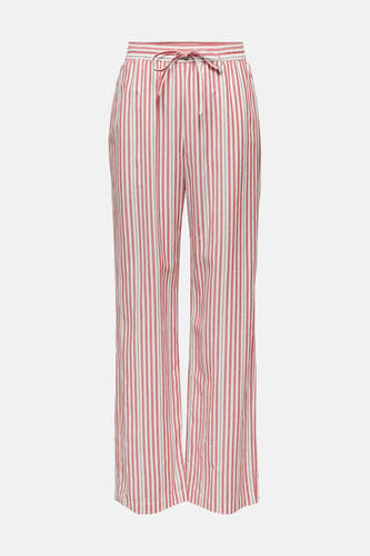 Pantalon rayé rouge ONLY, avec cordon de serrage à la taille.