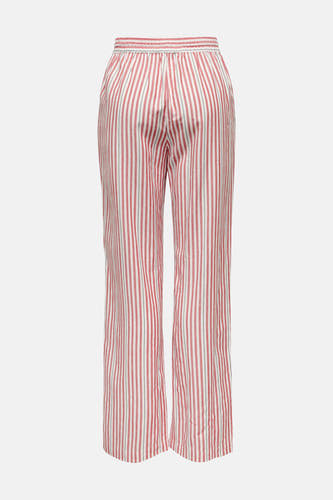 Pantalon rayé rouge d'ONLY, avec une ceinture élastique et une coupe décontractée.