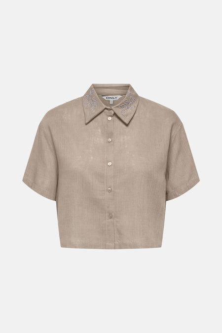 ONLASKA SS LINEN BL PEARL BOXY SHIRT PNT