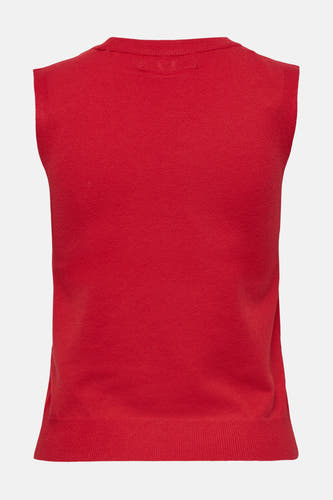 T-shirt rouge ONLY, en tissu fin avec un col rond et des emmanchures sans manches.