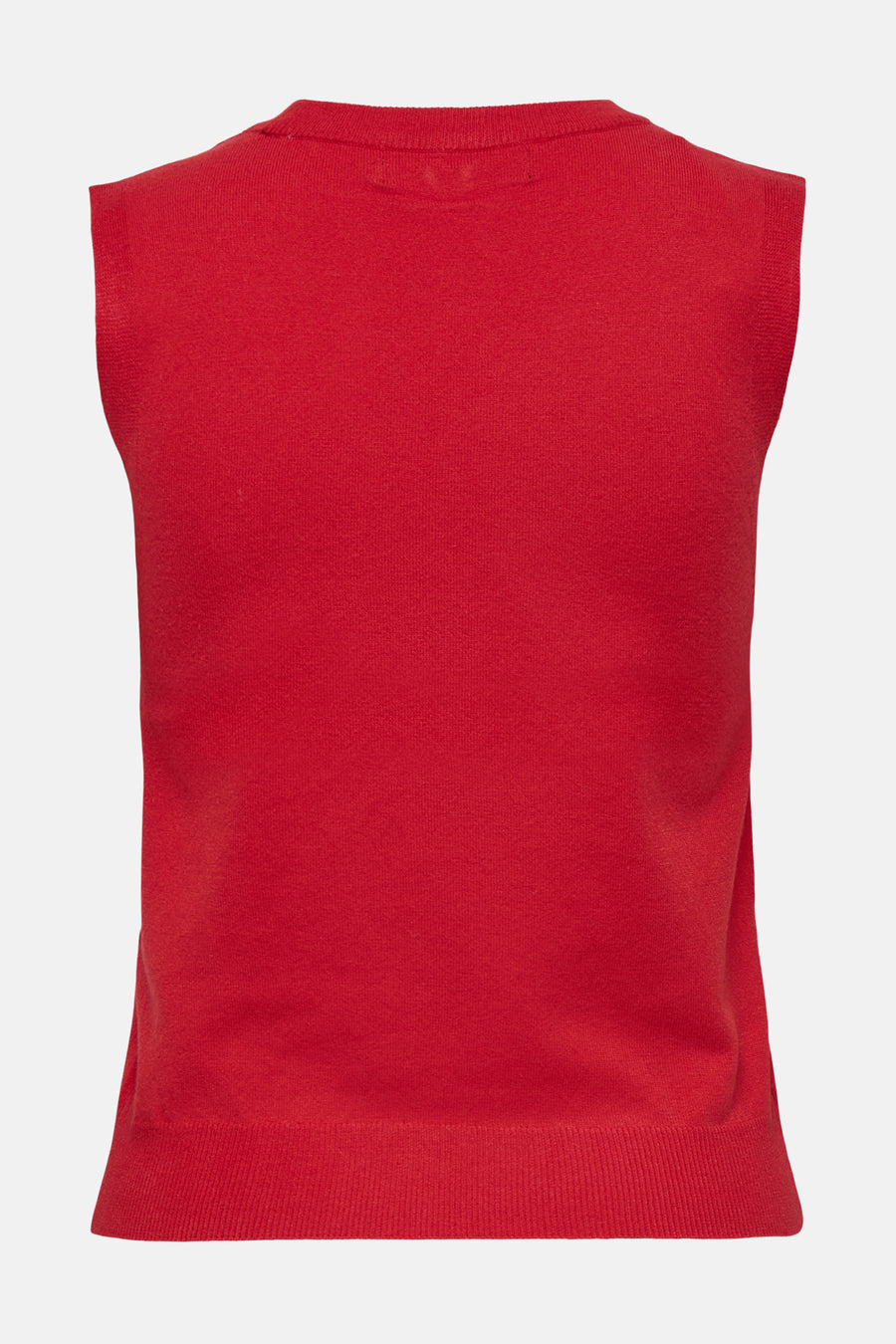 T-shirt rouge ONLY, en tissu fin avec un col rond et des emmanchures sans manches.