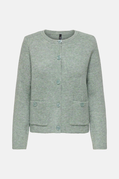 Cardigan vert de ONLY, avec des manches longues et une texture fine tricotée.