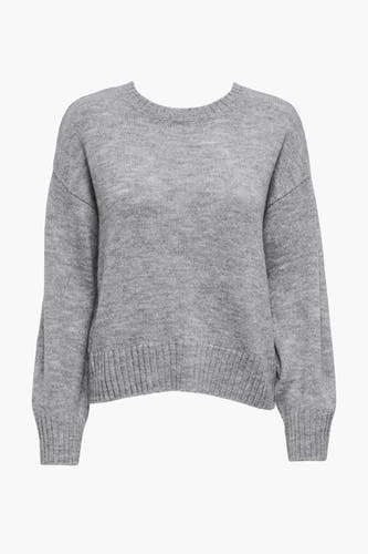 Sweat à capuche gris avec col rond ONLY, avec des manches longues et des bordures côtelées.