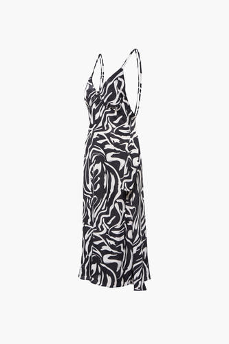 Tunique sans manches de ONLY®, avec un motif abstrait noir et blanc et des fines bretelles d'épaule.