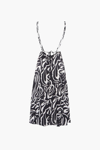 Robe sans manches noire d'ONLY avec un motif abstrait noir et blanc et des fines bandes.