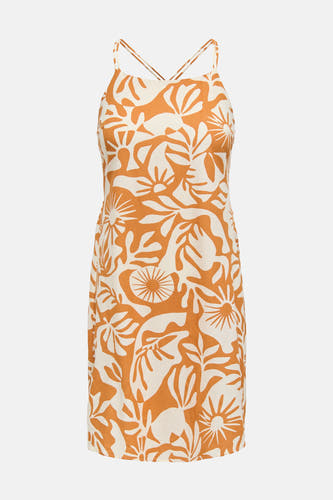 Manteau sans manches orange ONLY avec un motif de fleurs crème frappant.
