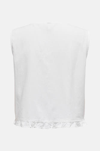 Blouse sans manches blanche ONLY avec un bord froncé en bas.