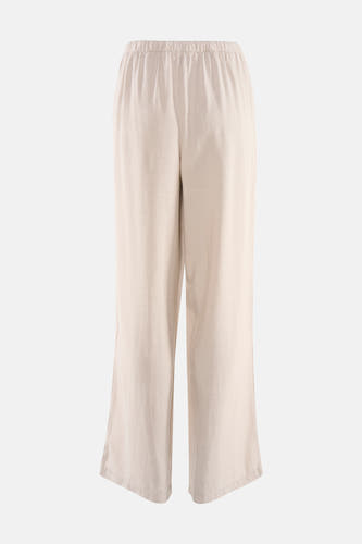 Pantalon écru de JDY avec taille élastique et jambes larges, en tissu légèrement texturé.
