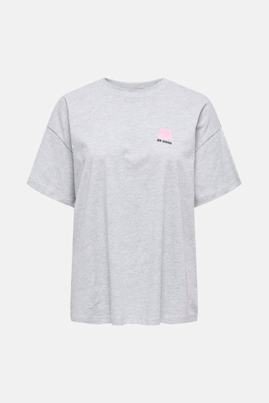 T-shirt gris à manches courtes de ONLY, avec imprimé ours en peluche et texte "College Bear".