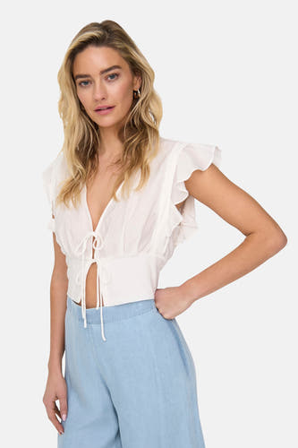 T-shirt sans manches d'ONLY, avec des détails froncés et une fermeture à lace devant.