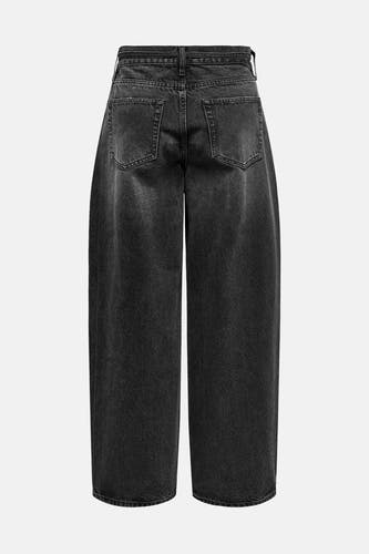 Jean droit gris anthracite d'ONLY, avec des poches arrière et une texture de denim vieilli.