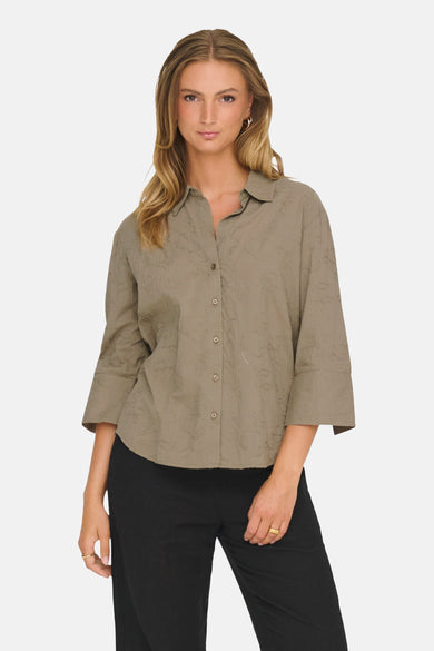 Chemise à manches longues - brun