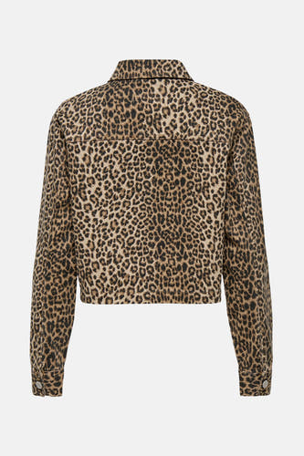 Manteau brun ONLY® avec imprimé léopard et longues manches, vu de l'arrière.