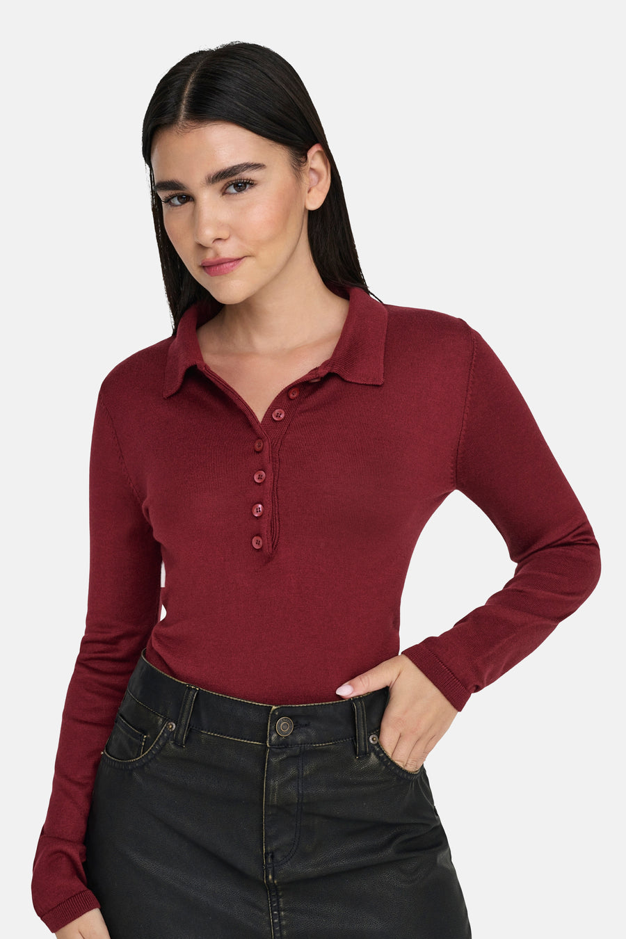 Polo à manches longues - rouge - ONLY®