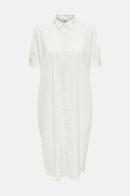 Robe blanche à manches courtes de JDY, avec une fermeture à boutons et un col classique.