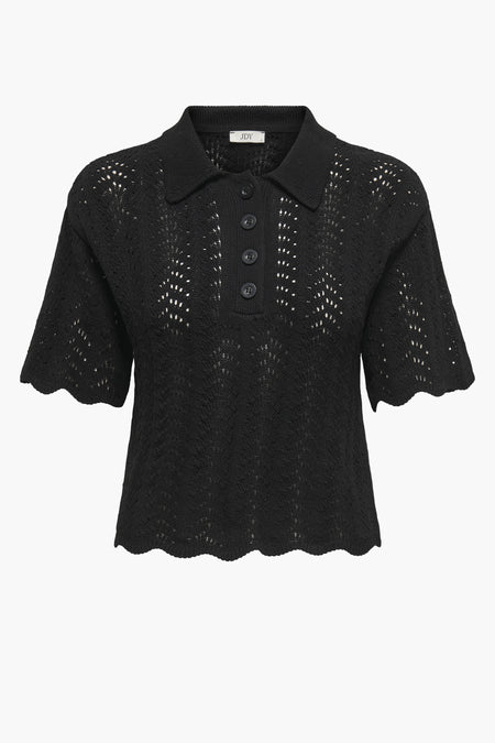 JDYELLIS S/S COLLAR PULLOVER KNT