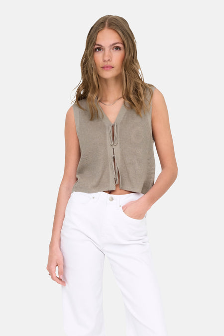 ONLELNORA LIFE SL V-NECK VEST KNT