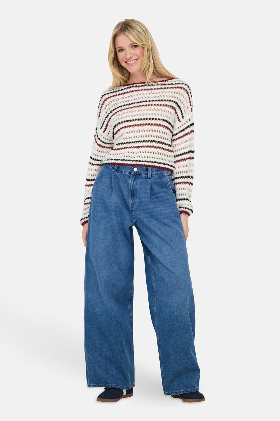 ONLGEENA LS SHORT STRIPE BOATNECK CC KNT