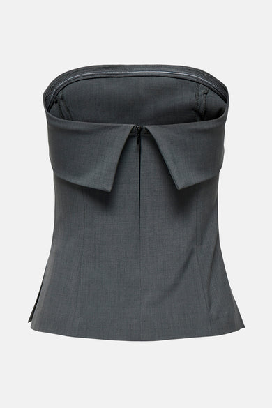 Blouse à manches longues sans col de ONLY, avec un col et une fermeture éclair à l'arrière.