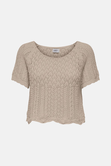 Gilet beige ONLY avec fermeture éclair et manches courtes.