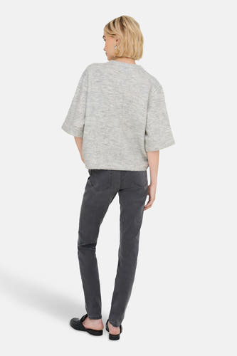 Cardigan gris d'ONLY, dos, avec des manches courtes et une texture mélangée.