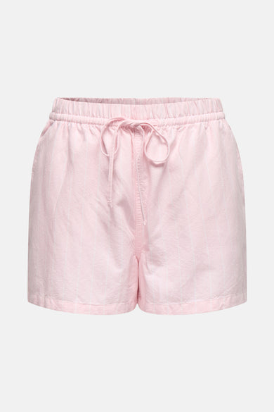 Short rose JDY avec un motif à rayures et une ceinture élastique, dos.
