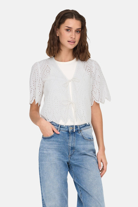 ONLTULUM SS EMB TIE TOP WVN