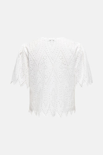 Blouse blanche à manches courtes de ONLY, avec broderie et un bord sculpté.