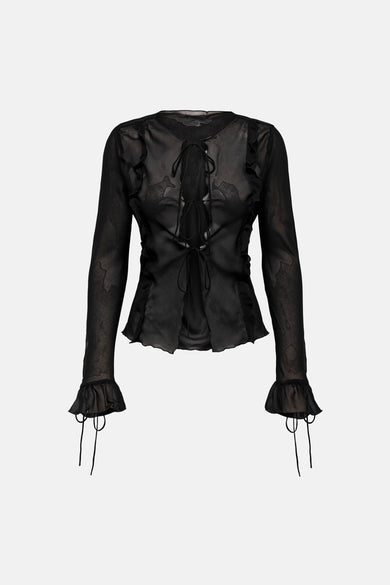 ONLMARLIN LS FRILL TIE TOP WVN