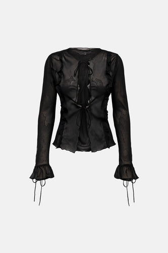 ONLMARLIN LS FRILL TIE TOP WVN