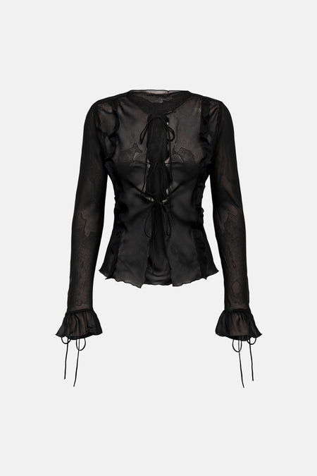 ONLMARLIN LS FRILL TIE TOP WVN
