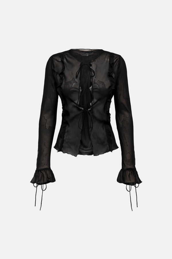 ONLMARLIN LS FRILL TIE TOP WVN