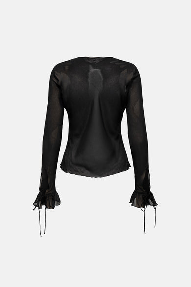 ONLMARLIN LS FRILL TIE TOP WVN