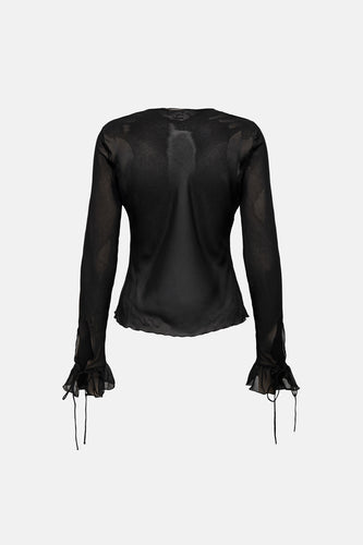 ONLMARLIN LS FRILL TIE TOP WVN