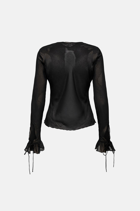 ONLMARLIN LS FRILL TIE TOP WVN