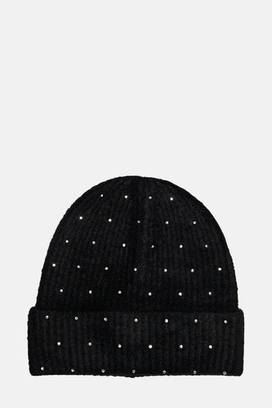 Zwarte muts van ONLY, afgewerkt met kleine, zilverkleurige strass steentjes.