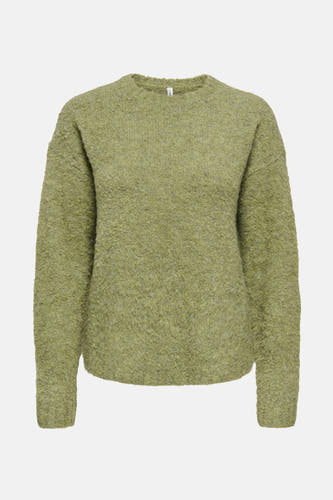 T-shirt vert avec col rond de ONLY, en tissu bouclé et longues manches.